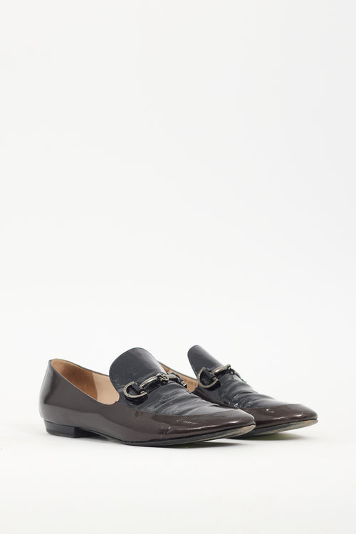 Armani Black 
Brown Patent Leather Loafer