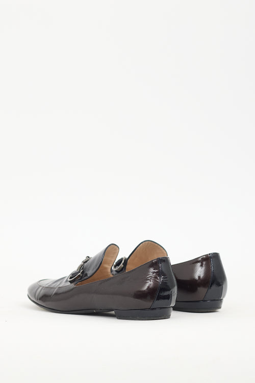 Armani Black 
Brown Patent Leather Loafer