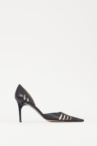 Armani Black Leather Cutout Heel