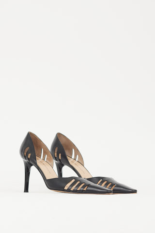 Armani Black Leather Cutout Heel