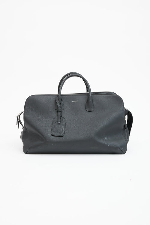 Armani Black Leather Weekender Bag