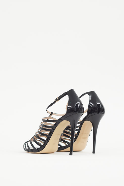 Armani Black Patent Leather Cage Heel