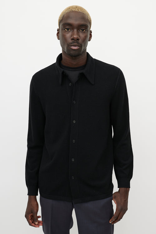 Armani Black Wool Knit Shirt