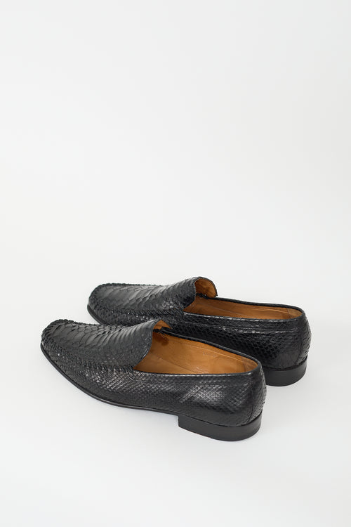 Armani Black Textured Leather Loafer