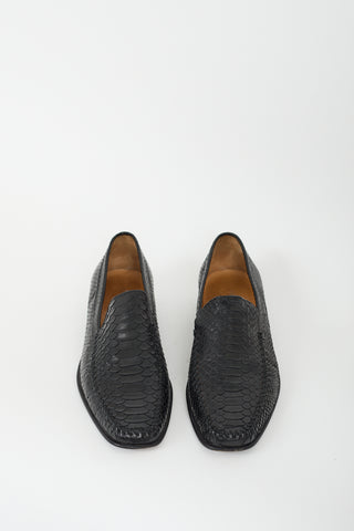 Armani Black Textured Leather Loafer