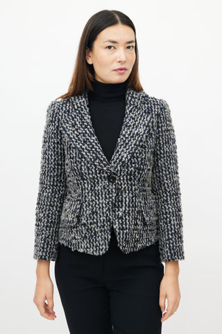 Armani Blue 
Multicolour Tweed Blazer