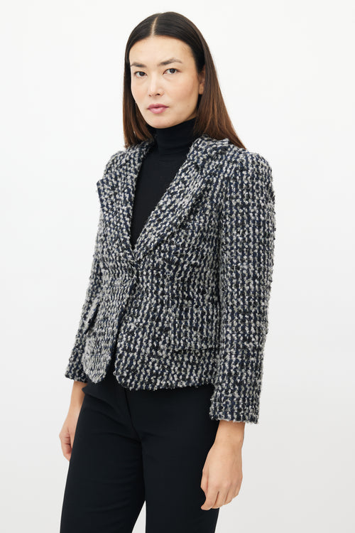 Armani Blue 
Multicolour Tweed Blazer