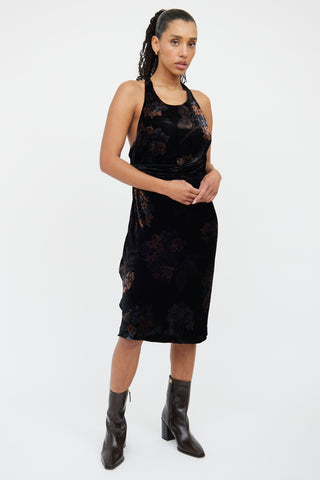 Armani Brown 
Black Velvet Midi Dress