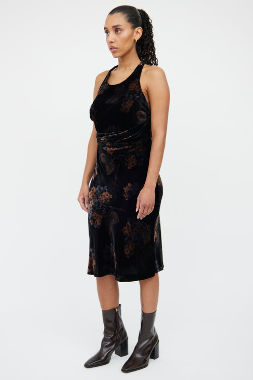 Armani Brown 
Black Velvet Midi Dress