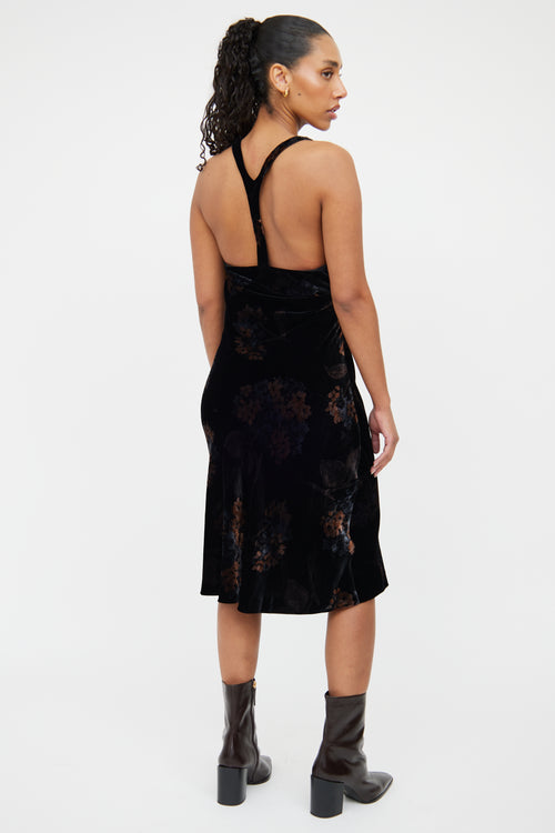 Armani Brown 
Black Velvet Midi Dress