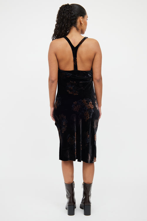 Armani Brown 
Black Velvet Midi Dress