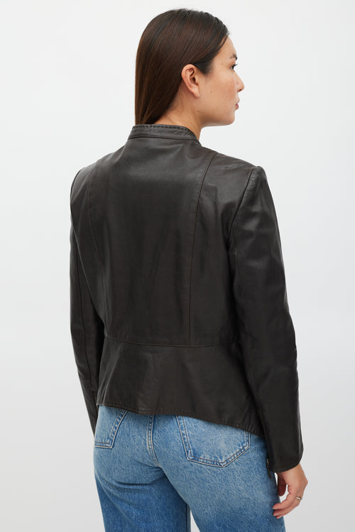 Armani Brown Leather Moto Jacket