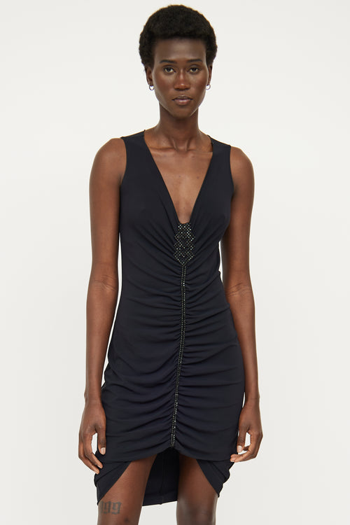 Armani Black Ruched Beaded Dress