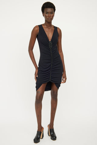 Armani Black Ruched Beaded Dress