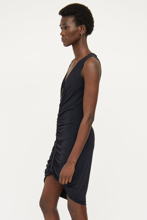 Armani Black Ruched Beaded Dress