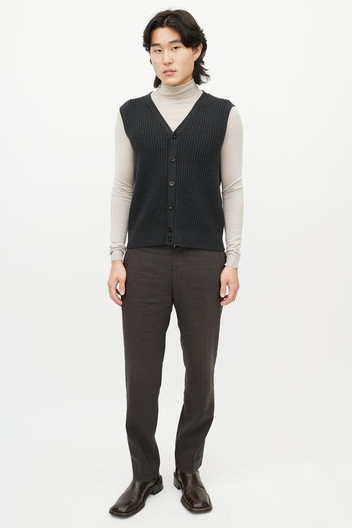 Armani Grey Knit Button Up Vest