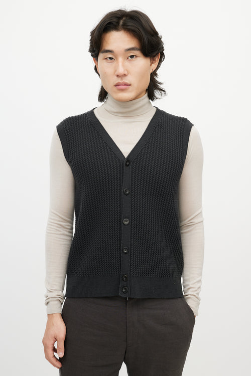 Armani Grey Knit Button Up Vest