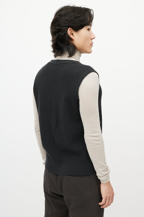 Armani Grey Knit Button Up Vest