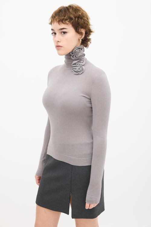 Armani Grey Rosette Knit Sweater