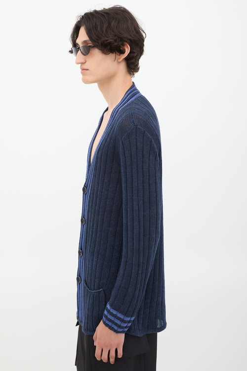 Armani Navy Stripe Trim Cardigan