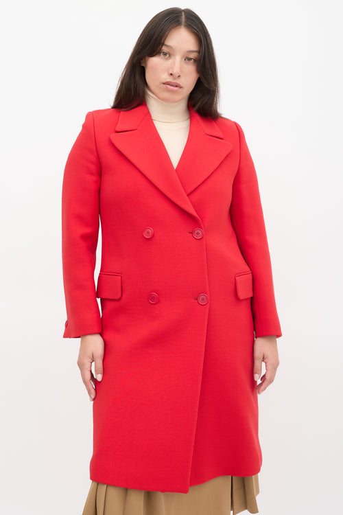 Armani Red Wool Double Breasted Coat