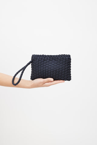 Armani Vintage Black Satin Woven Clutch