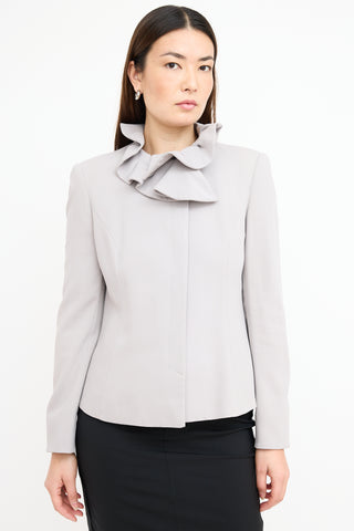 Armani Vintage Grey Ruffle Collar Blazer