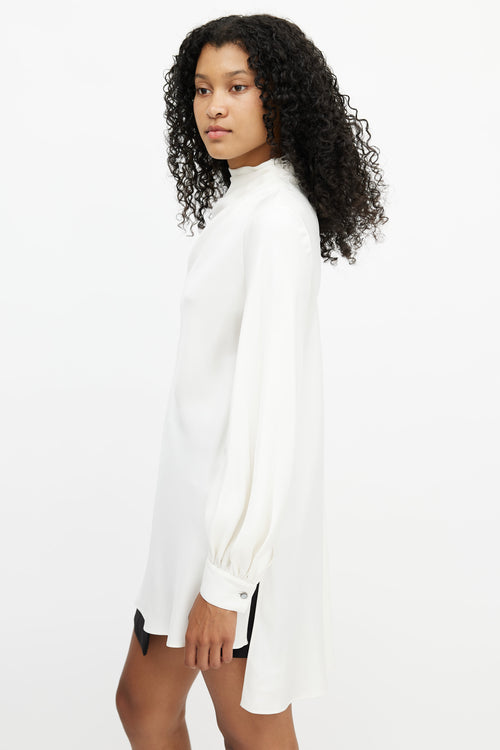 Armani White Silk Mock Neck Tunic