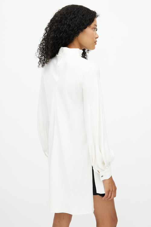 Armani White Silk Mock Neck Tunic