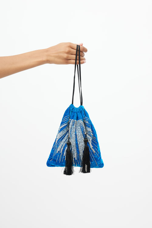 Attico Blue Velvet Sequin Clutch