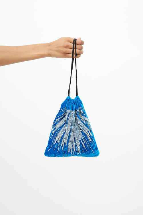 Attico Blue Velvet Sequin Clutch