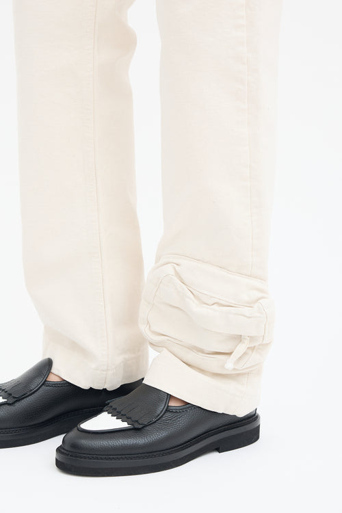 Attico Cream Canvas Zip Pocket Pant