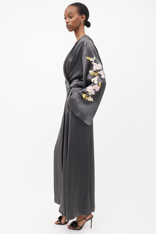 Attico Dark Grey 
Multi Embroidered Gown