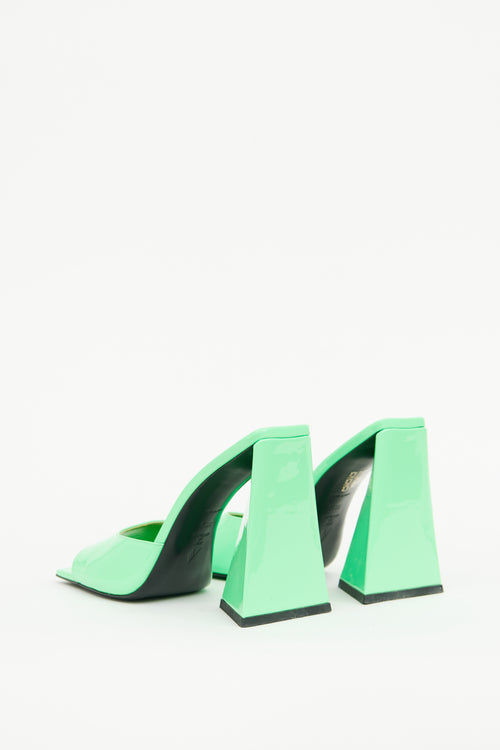 Attico Green Patent Devon Mule Sandal