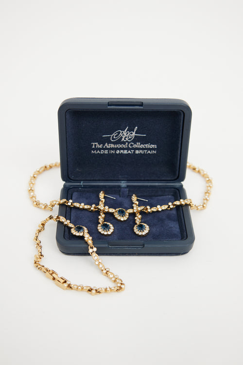 Attwood Collection Gold Tone Clear 
Blue Crystal Three Piece Set