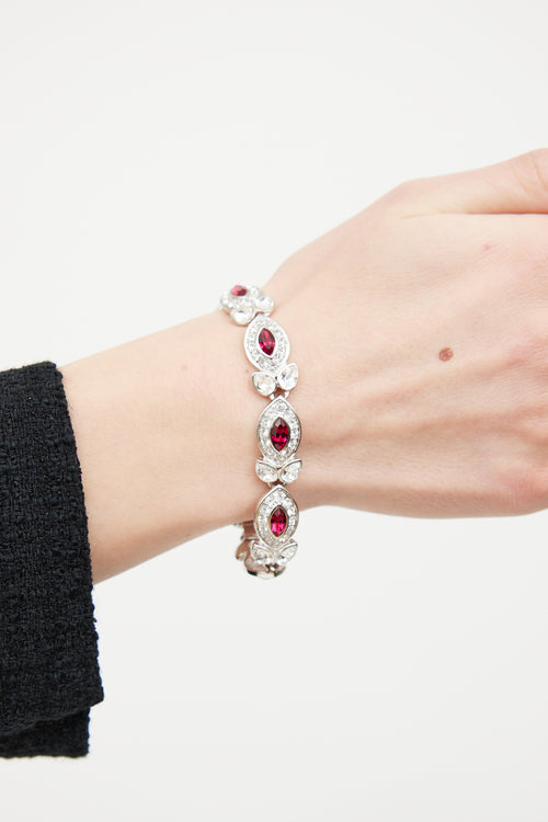 Attwood Collection Silver Tone Clear 
Red Crystal Bracelet