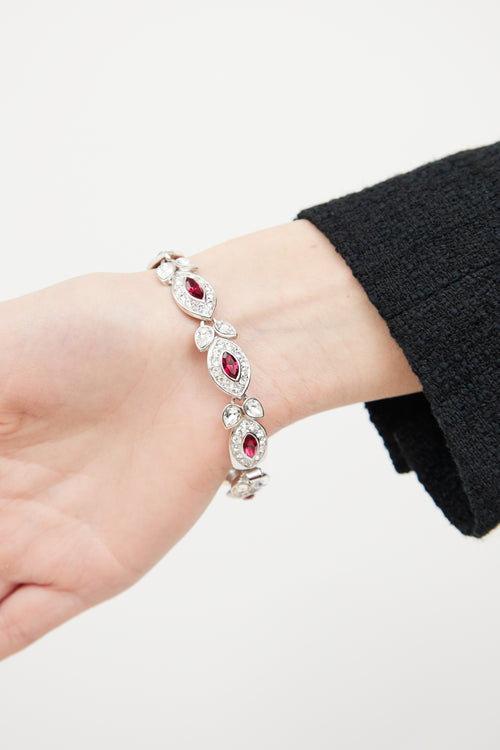 Attwood Collection Silver Tone Clear 
Red Crystal Bracelet