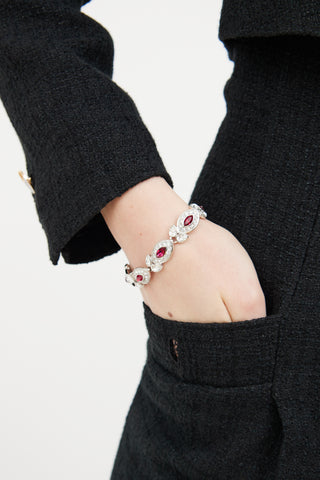 Attwood Collection Silver Tone Clear 
Red Crystal Bracelet