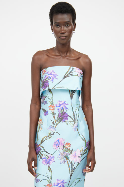 Audrey + Brooks Blue 
Multicolour Floral Maxi Dress