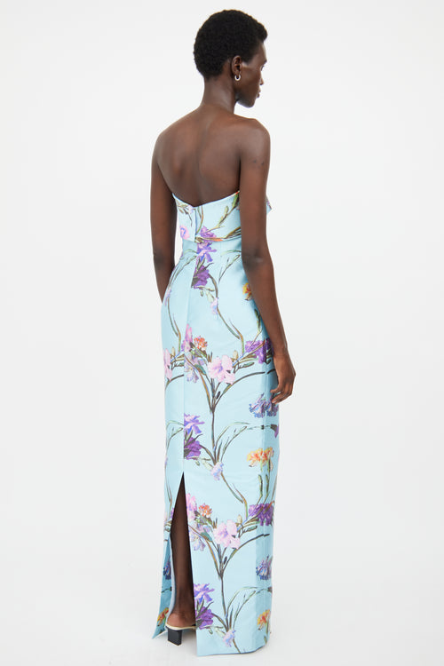 Audrey + Brooks Blue 
Multicolour Floral Maxi Dress