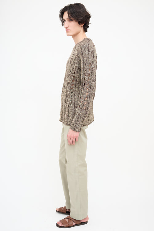 Auralee Brown Melange Knit Eyelet Sweater