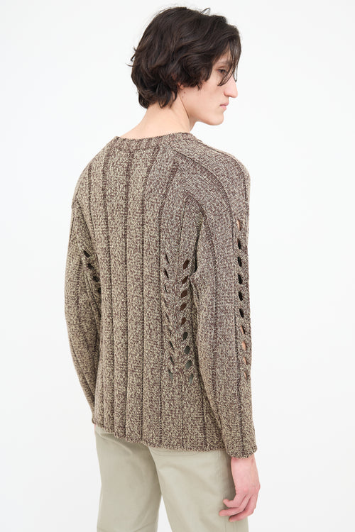 Auralee Brown Melange Knit Eyelet Sweater