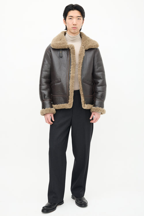 Avirex Brown Leather 
Shearling Flight Jacket