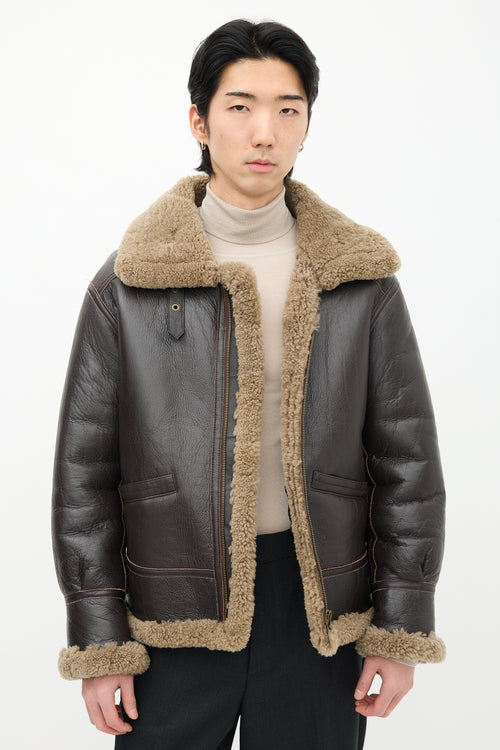 Avirex Brown Leather 
Shearling Flight Jacket