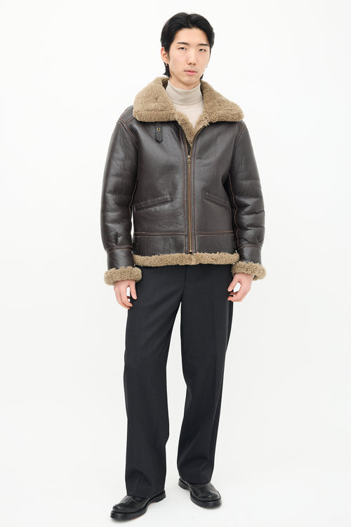 Avirex Brown Leather 
Shearling Flight Jacket