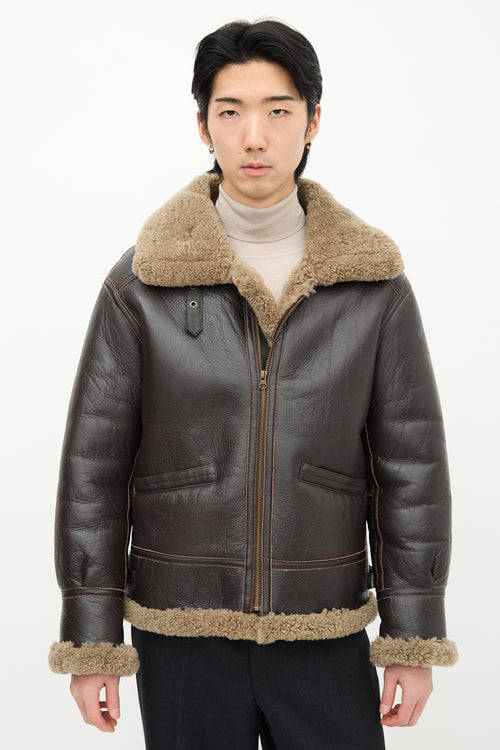 Avirex Brown Leather 
Shearling Flight Jacket