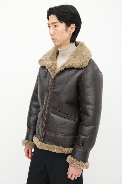 Avirex Brown Leather 
Shearling Flight Jacket