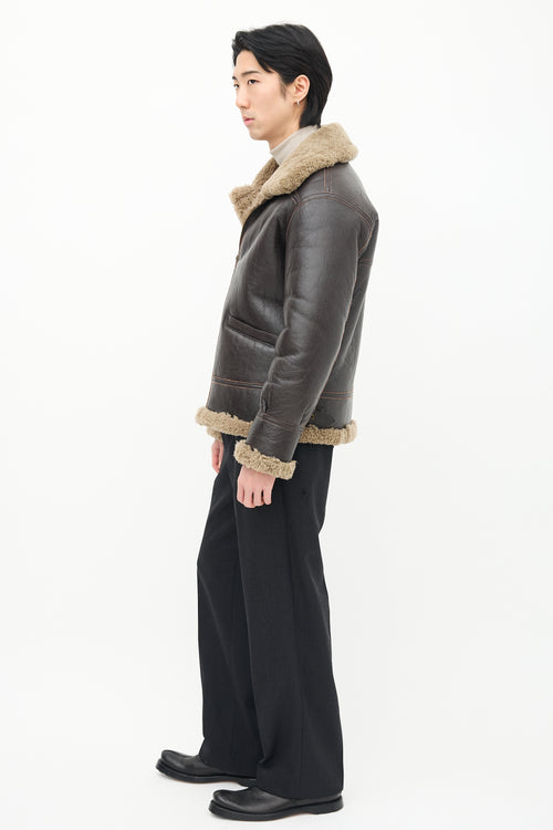 Avirex Brown Leather 
Shearling Flight Jacket