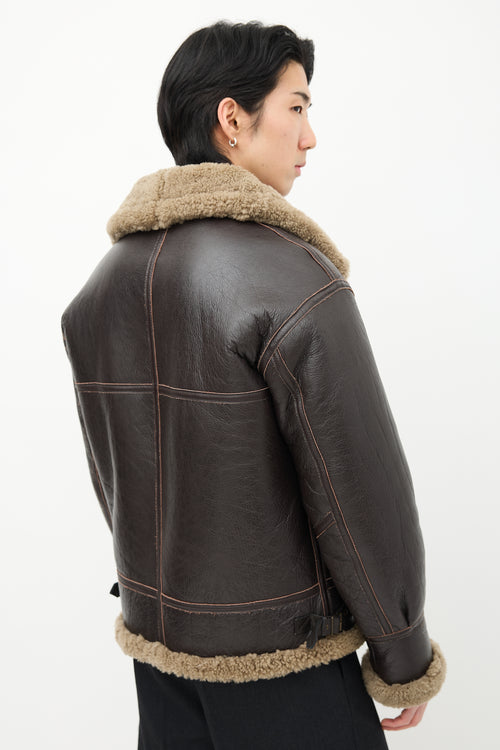 Avirex Brown Leather 
Shearling Flight Jacket