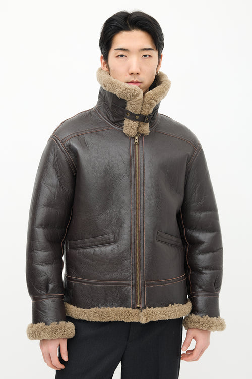 Avirex Brown Leather 
Shearling Flight Jacket